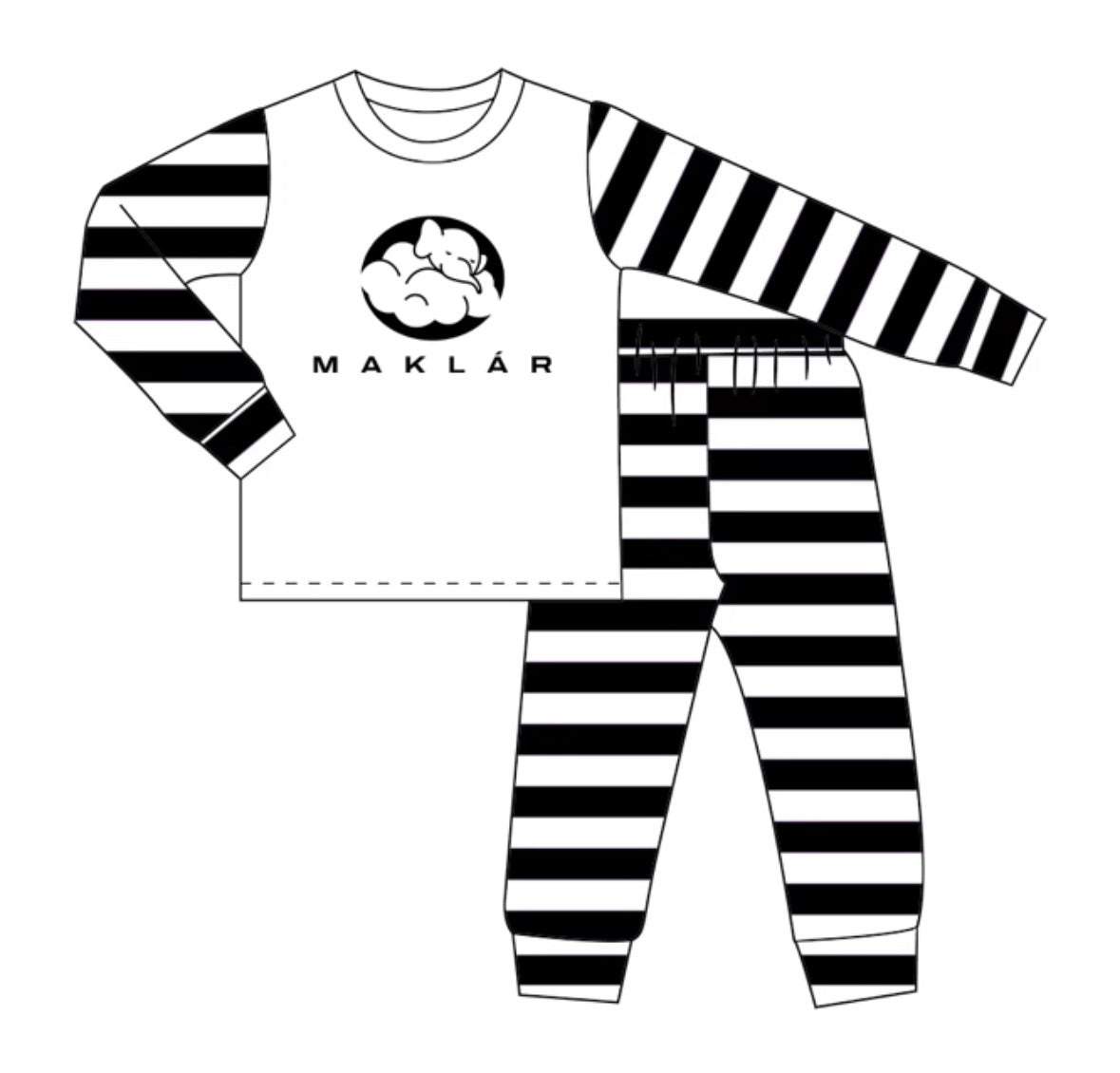 Kids Cloud Nine Pajamas-Black